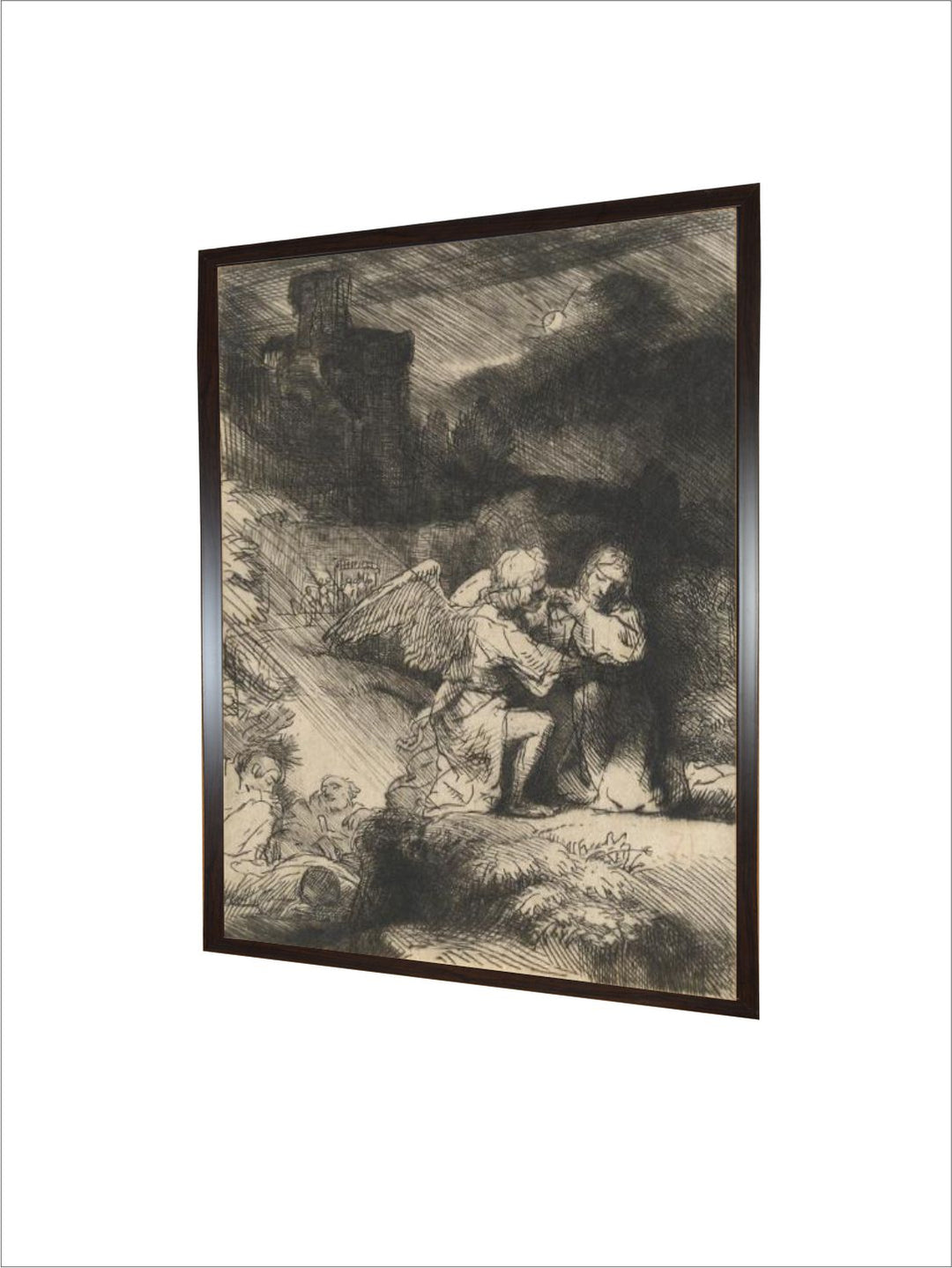 "Beige  Grey The Agony in the Garden Wooden Painting Wall Art''