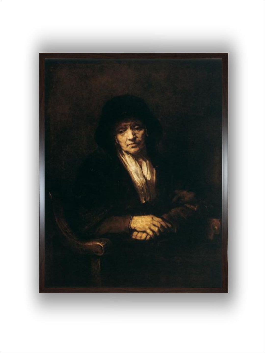 "Black Portrait of an Old Woman Canvas Wooden Painting Wall Art''