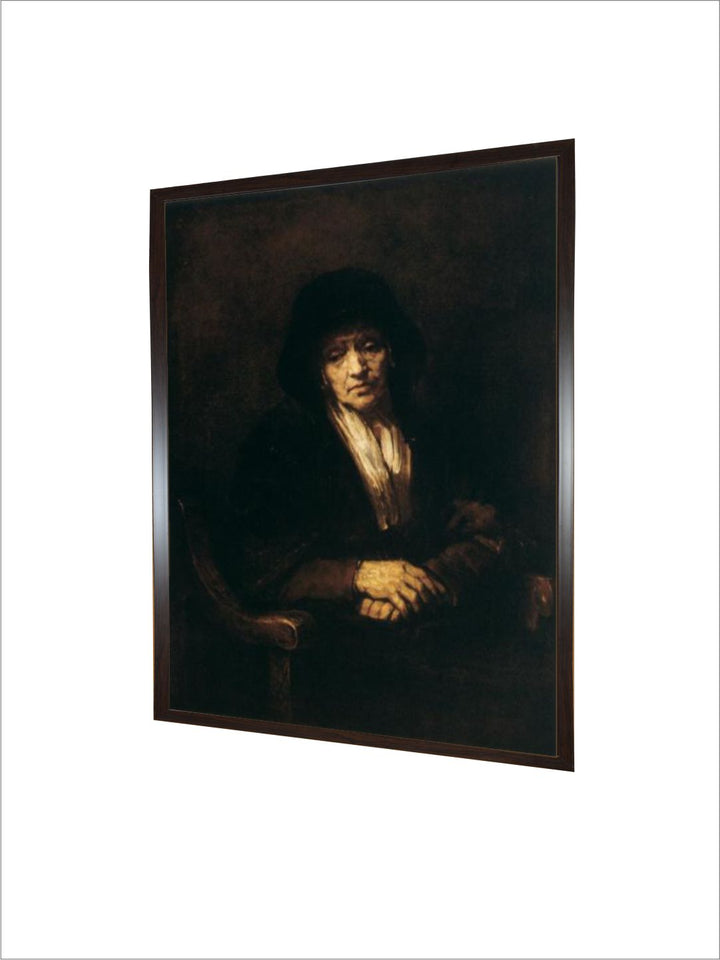 "Black Portrait of an Old Woman Canvas Wooden Painting Wall Art''