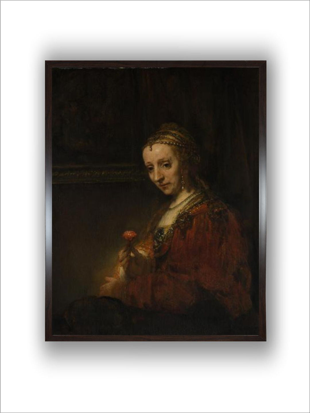 Woman with a Pink, c.1660 by Rembrandt Van Rijn
