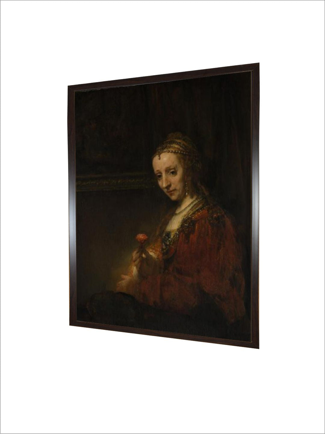 Woman with a Pink, c.1660 by Rembrandt Van Rijn