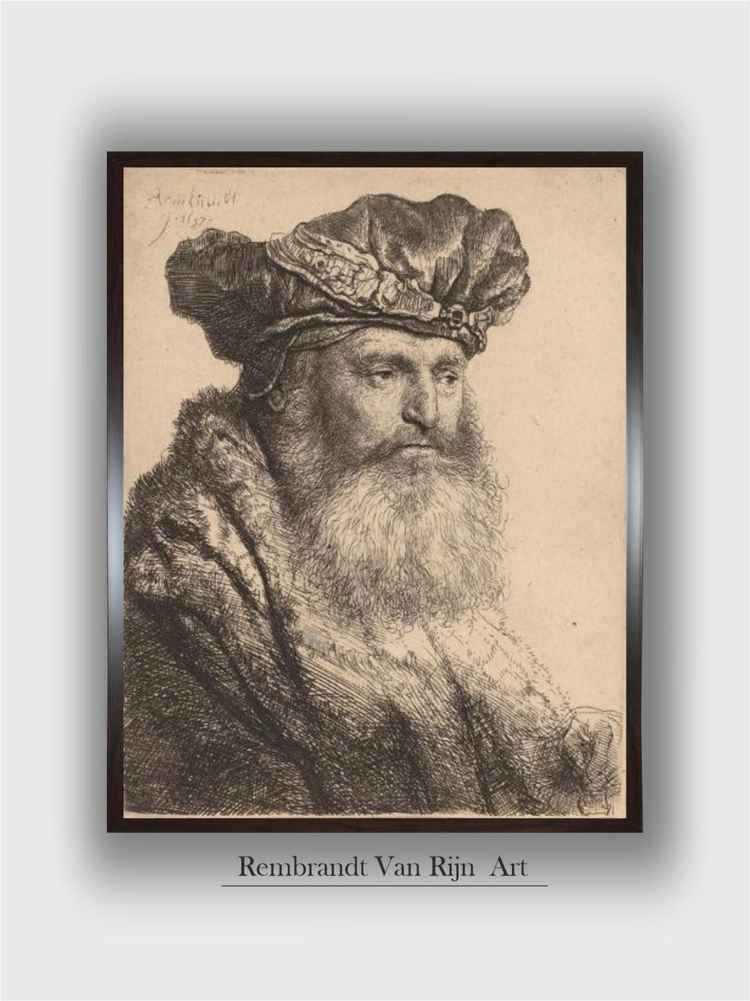 Bearded Man in a Velvet Cap with a Jewel Clasp, 1637 by Rembrandt Van Rijn