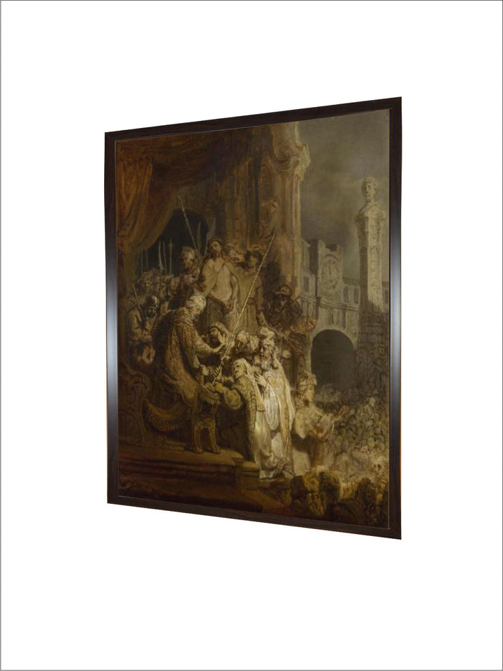 " Brown  Beige Ecce Homo Canvas Wooden Painting Wall Art''