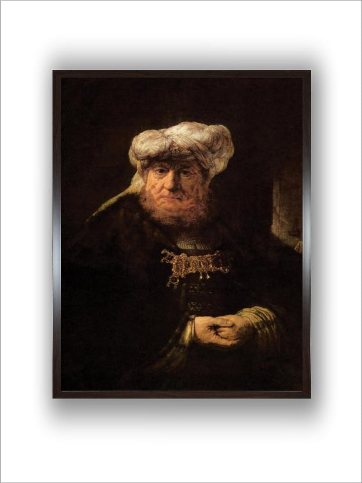 "Black  Brown Wooden Framed Canvas Painting Wall Art''