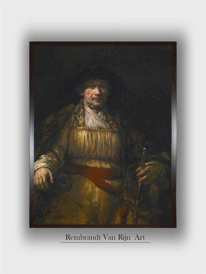 "Black Self Portrait By Rembrandt Wooden Painting Wall Art''