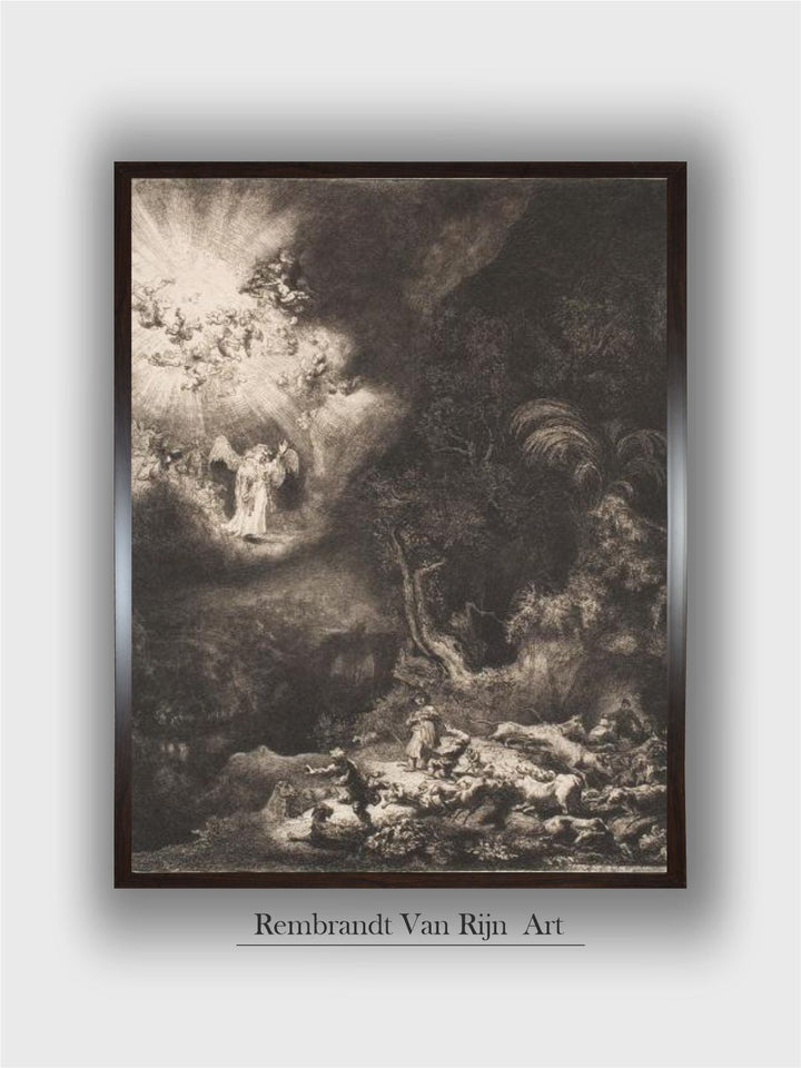 The Angel Appearing to the Shepherds, 1634 by Rembrandt Van Rijn