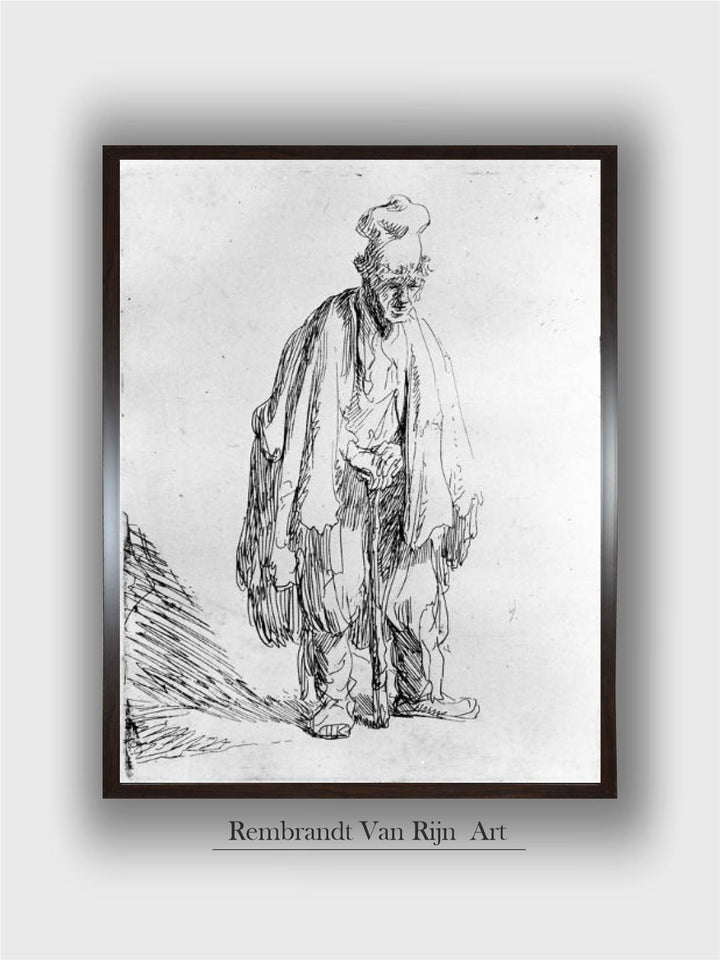 Beggar in a High Cap, C.1630 (Etching) by Rembrandt Van Rijn