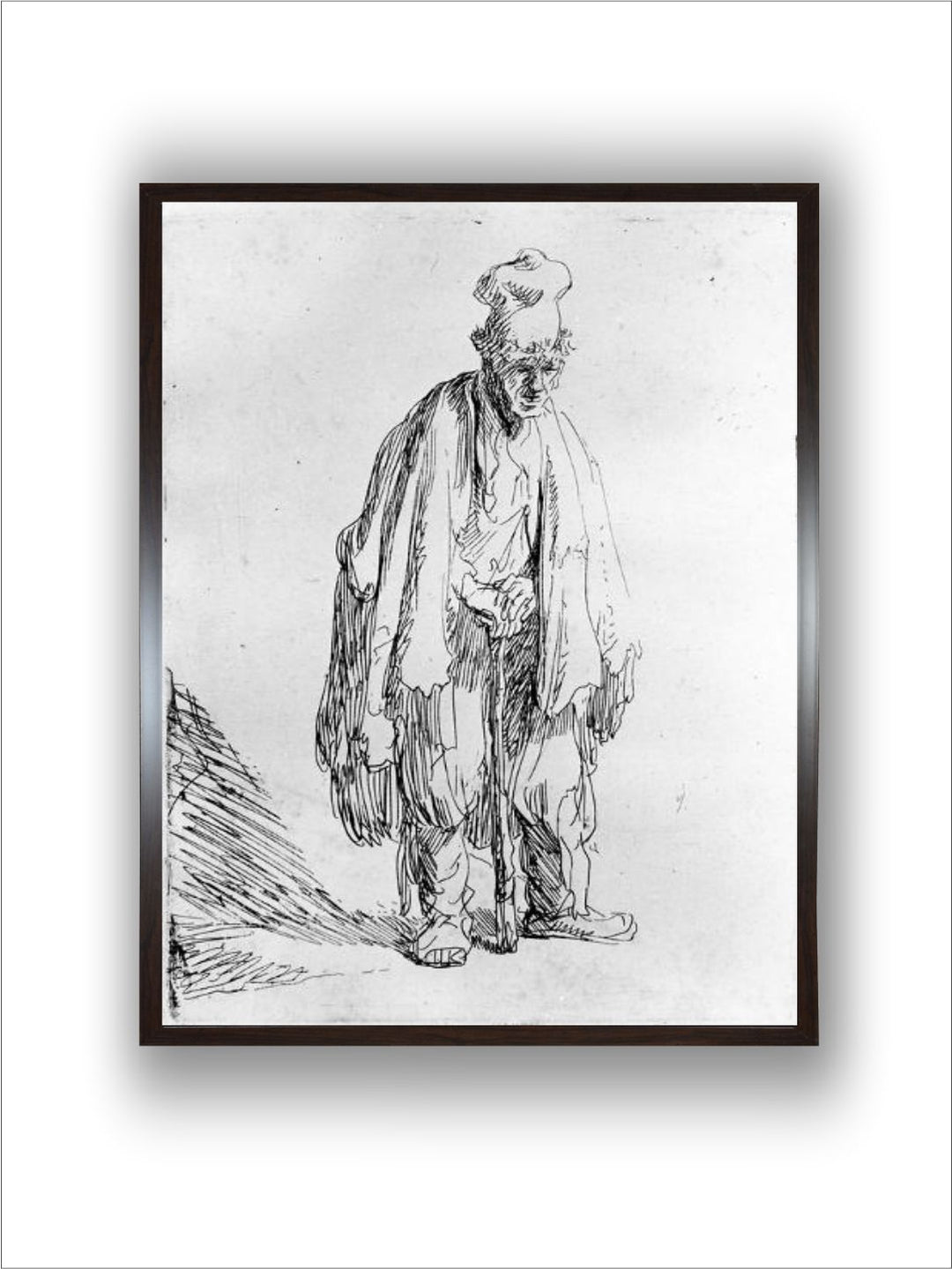 "Grey Wooden Rembrandt Van Rijn Painting Wall Art''