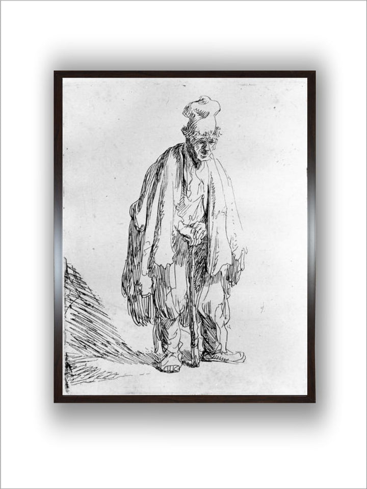 "Grey Wooden Rembrandt Van Rijn Painting Wall Art''