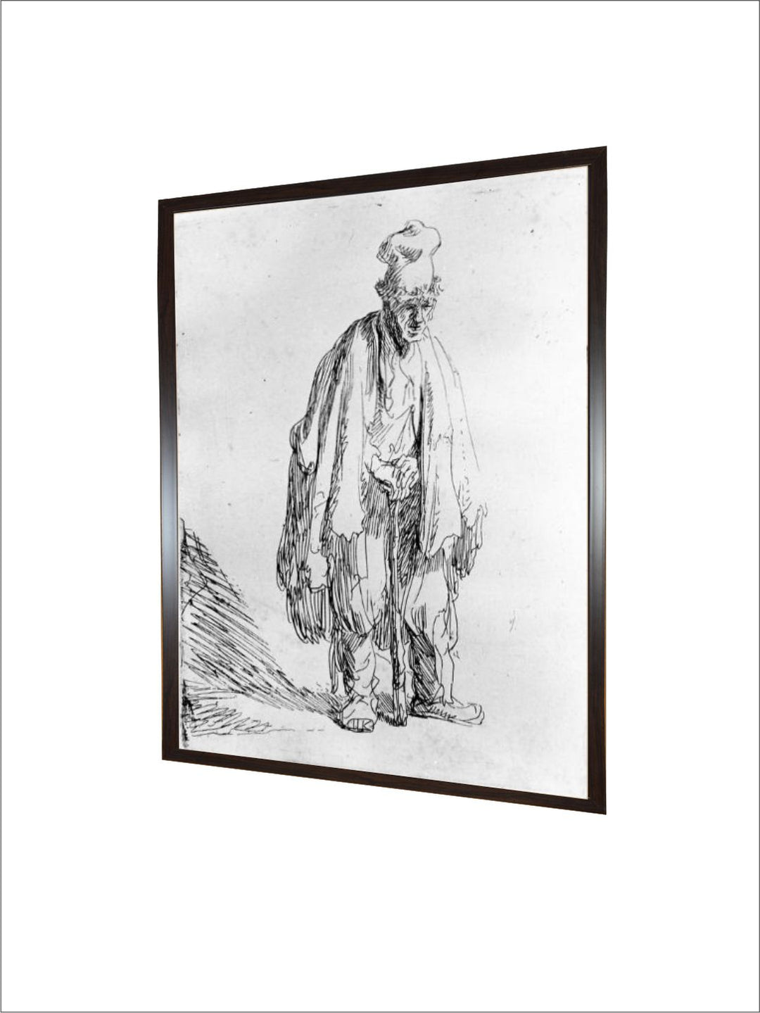 "Grey Wooden Rembrandt Van Rijn Painting Wall Art''