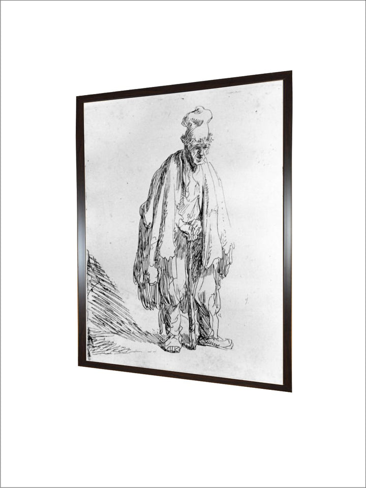 "Grey Wooden Rembrandt Van Rijn Painting Wall Art''