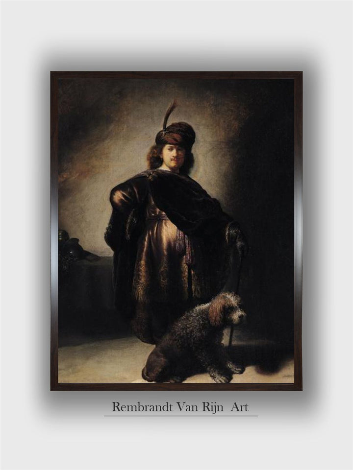 "Black  Grey Self Portrait in Oriental Costume Canvas Painting Wall Art''