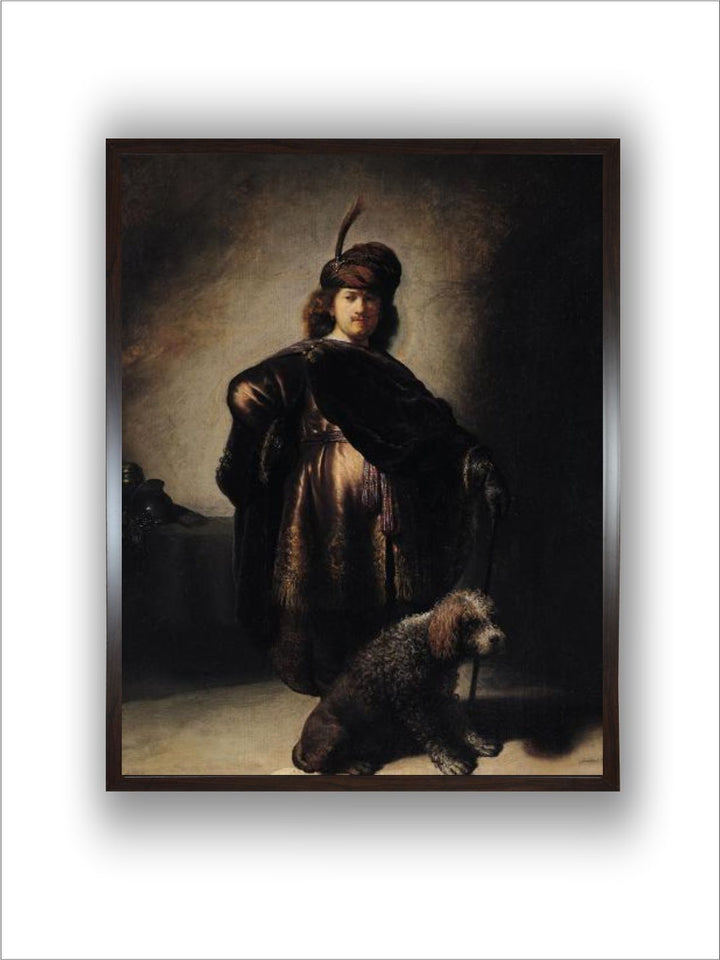 "Black  Grey Self Portrait in Oriental Costume Canvas Painting Wall Art''