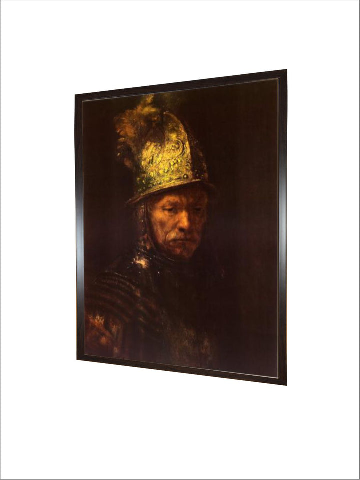 "Brown Wood Abstract Man with Helmet Wall Paintings''