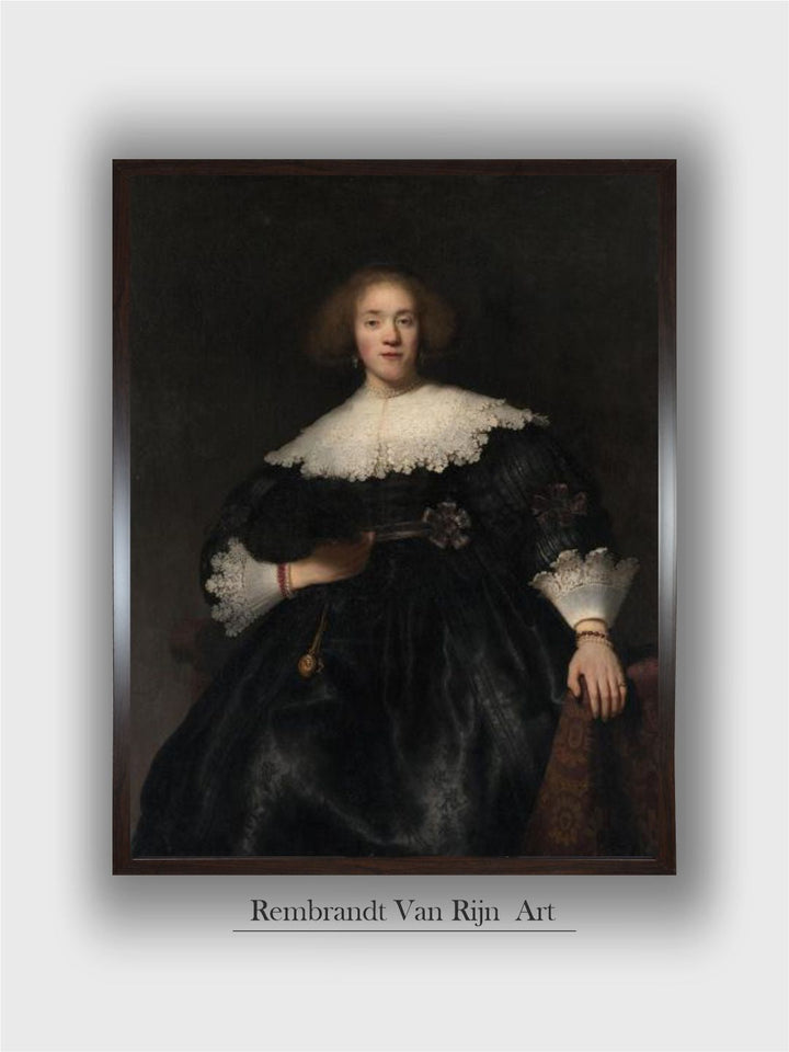 Portrait of a Young Woman with a Fan, 1633 by Rembrandt Van Rijn