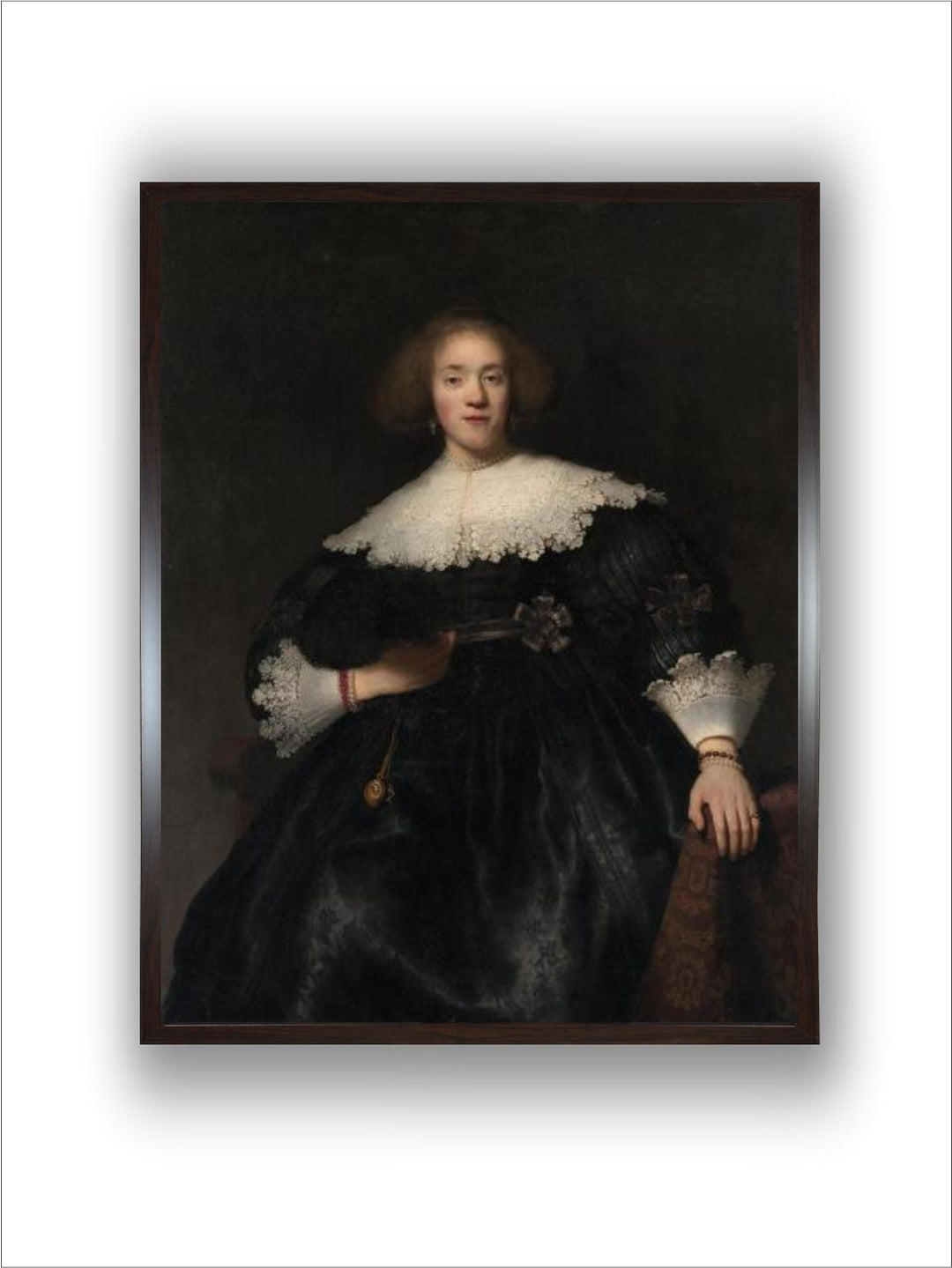 "Portrait of a Young Woman with a Fan Wooden Painting Wall Art''