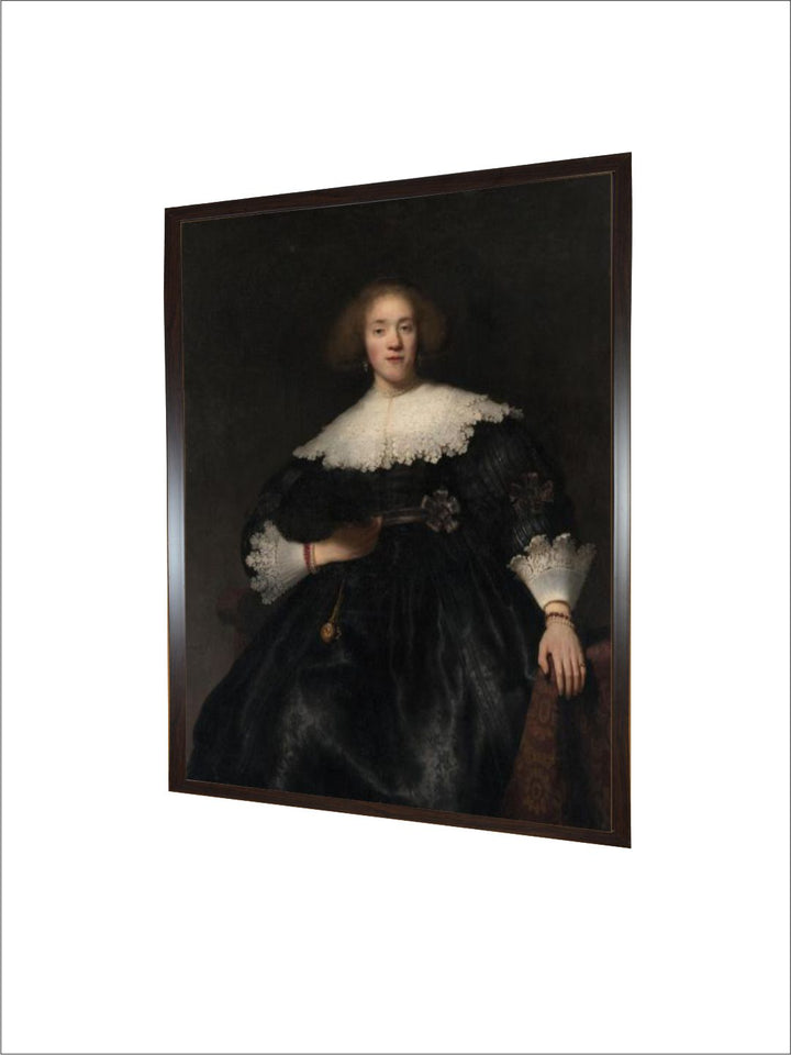 "Portrait of a Young Woman with a Fan Wooden Painting Wall Art''