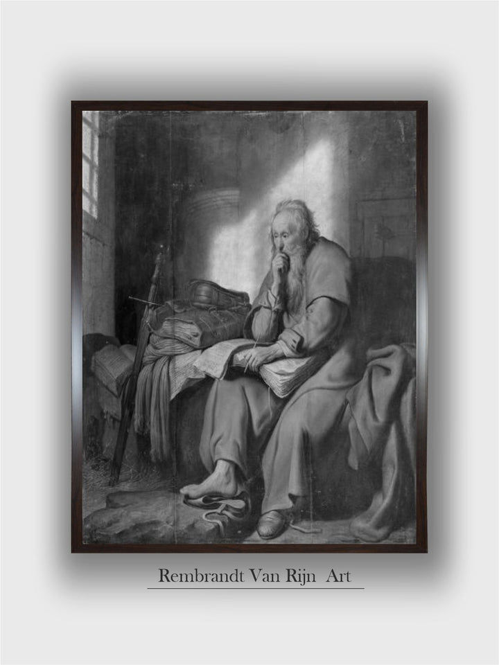 "Grey 1Pc Wooden Frame The Apostle Paul In Prison Wall Painting''