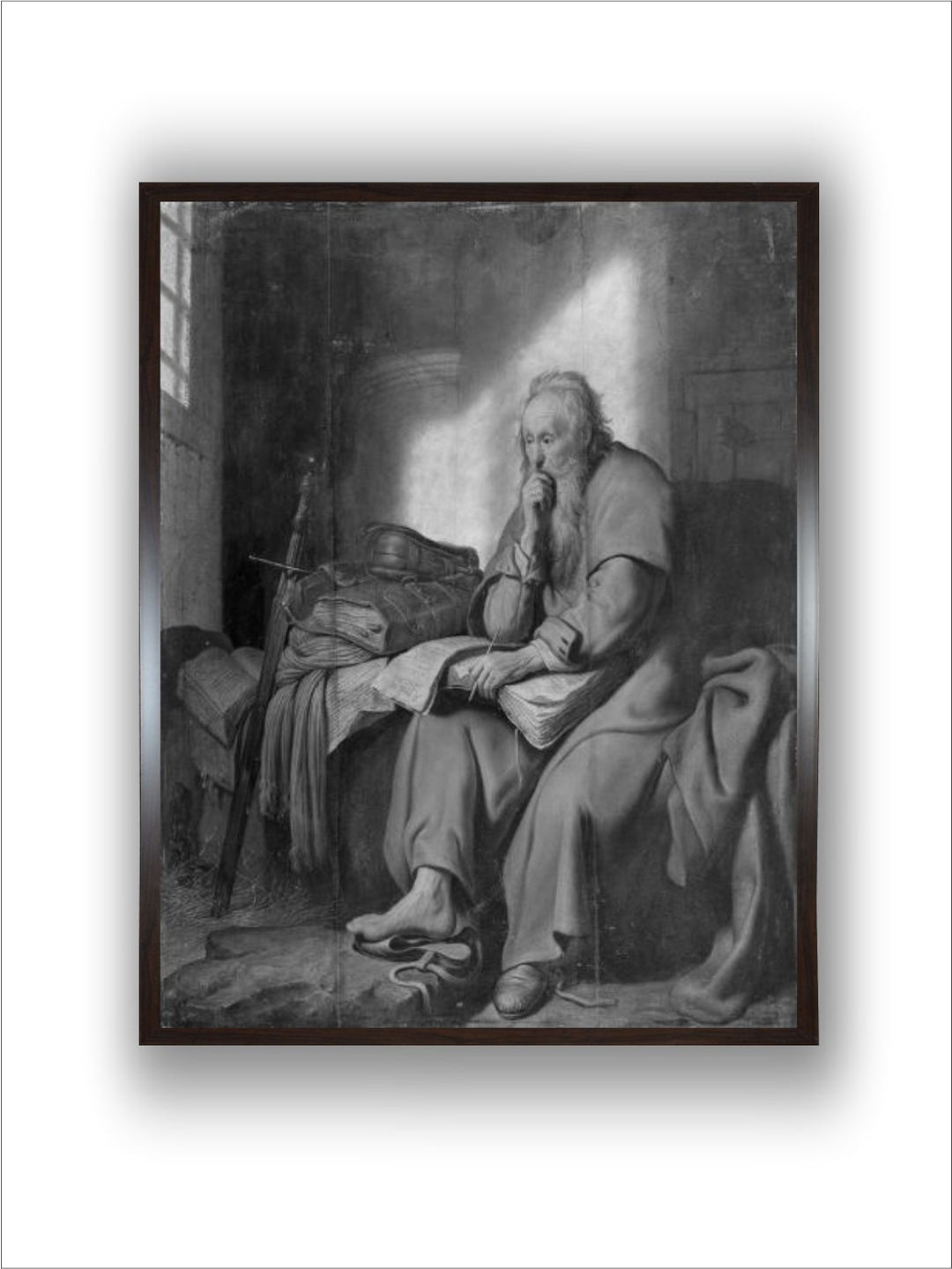 "Grey 1Pc Wooden Frame The Apostle Paul In Prison Wall Painting''