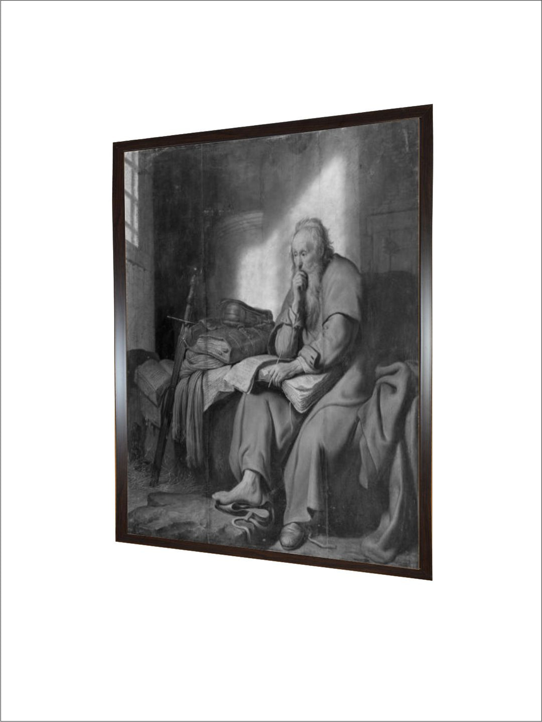 "Grey 1Pc Wooden Frame The Apostle Paul In Prison Wall Painting''