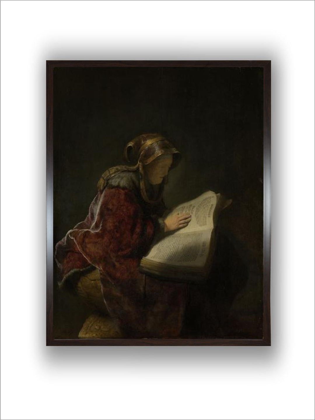"Black  Red An Old Woman Reading Wall Paintings''