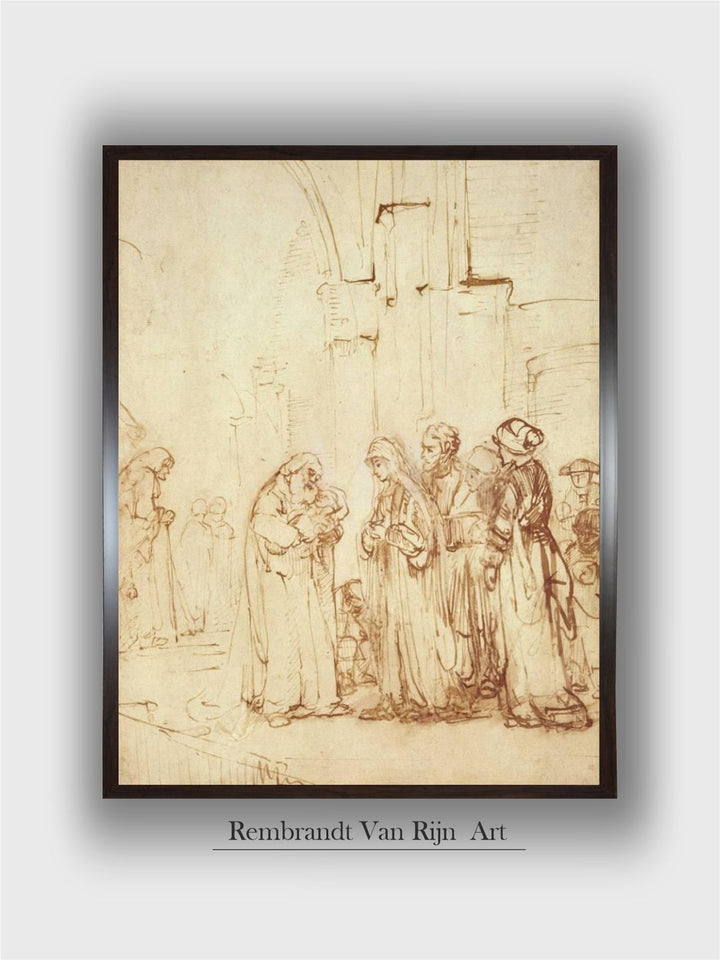 Simeon and Jesus in the Temple (drawing) by Rembrandt Van Rijn