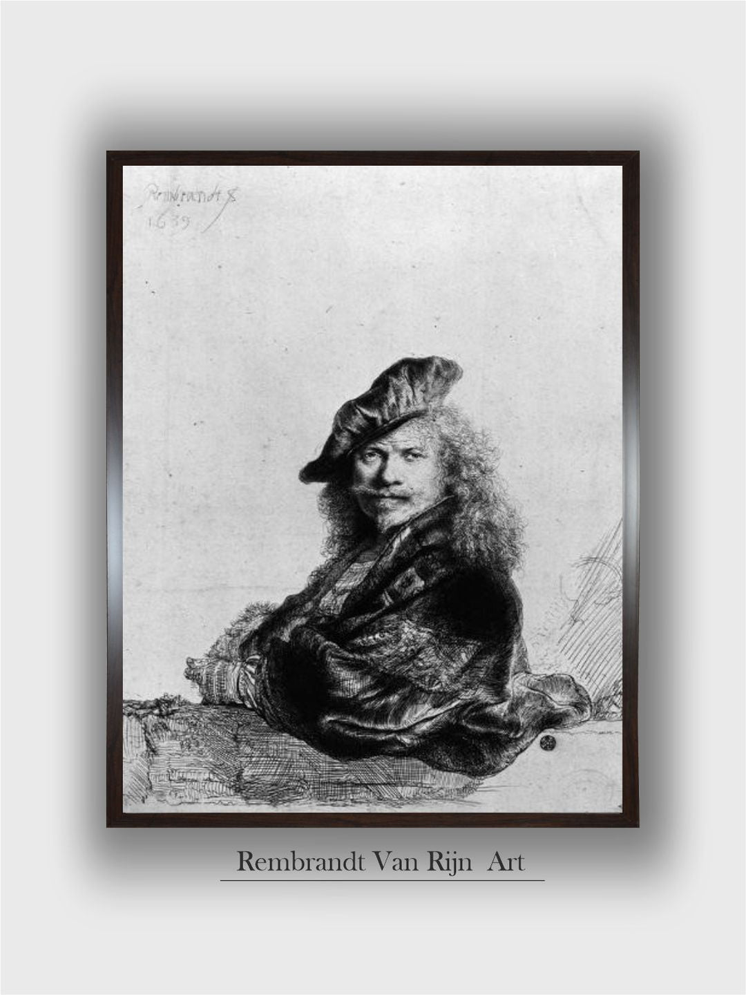 Self Portrait Leaning on a Stone Sill, 1639 by Rembrandt Van Rijn