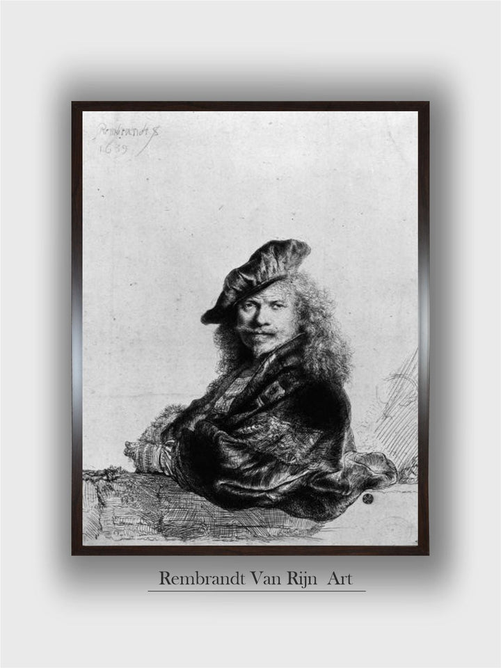 Self Portrait Leaning on a Stone Sill, 1639 by Rembrandt Van Rijn