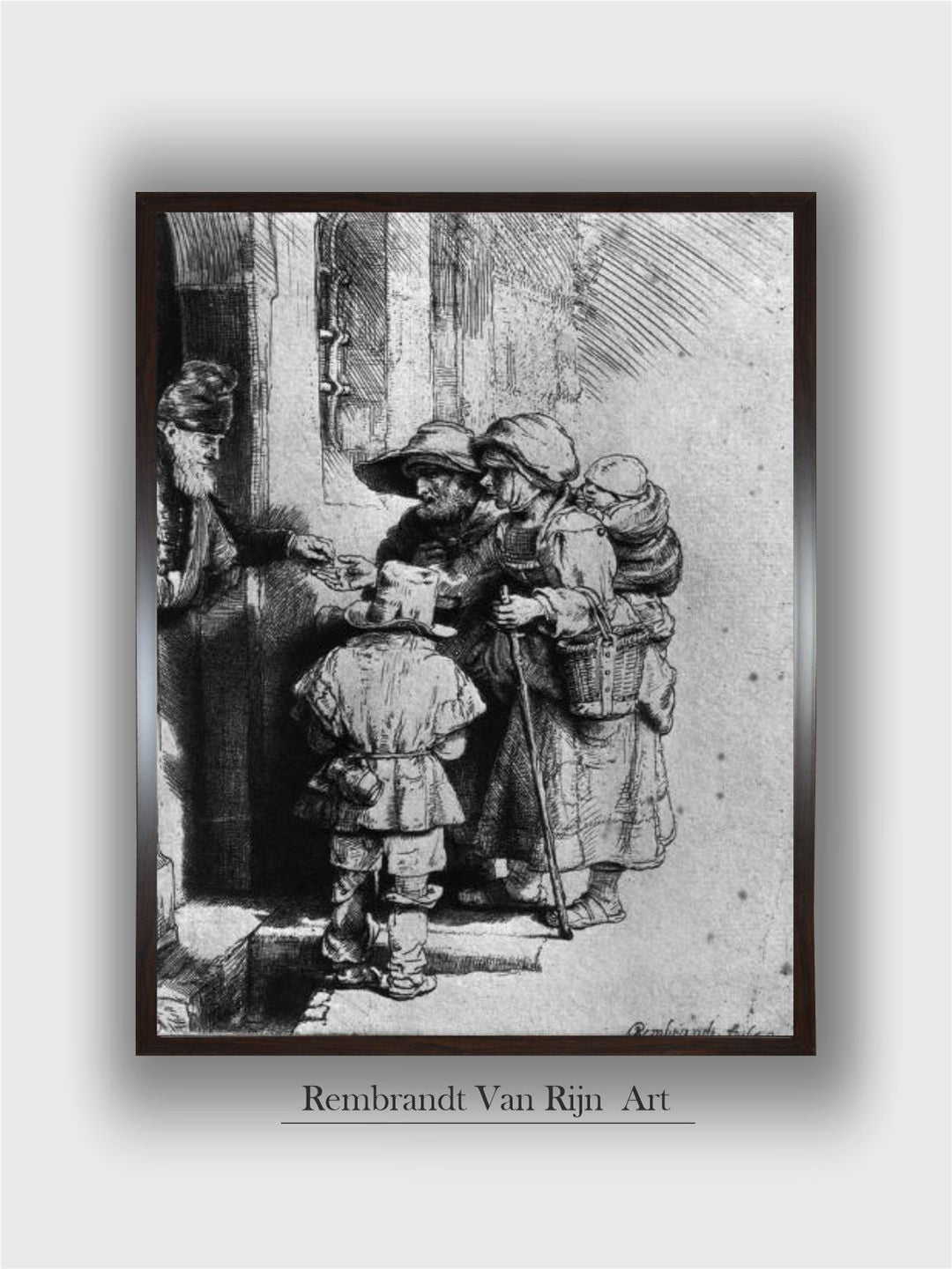 Beggars on the doorstep of a House by Rembrandt Van Rijn