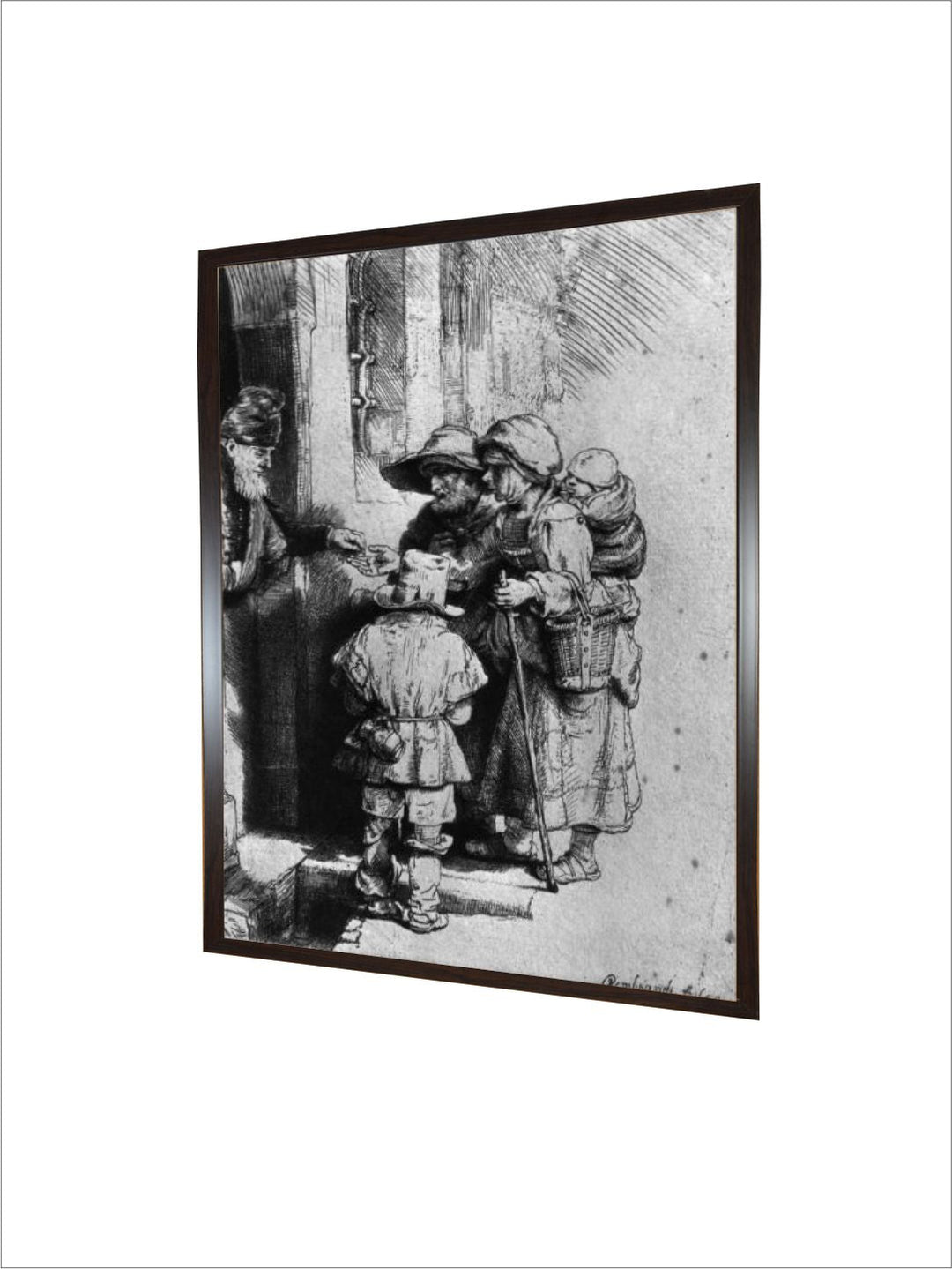 Beggars on the doorstep of a House by Rembrandt Van Rijn
