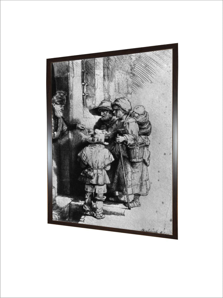 Beggars on the doorstep of a House by Rembrandt Van Rijn