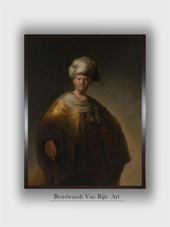 "Brown  Beige Portrait of an Oriental Man Wall Paintings''