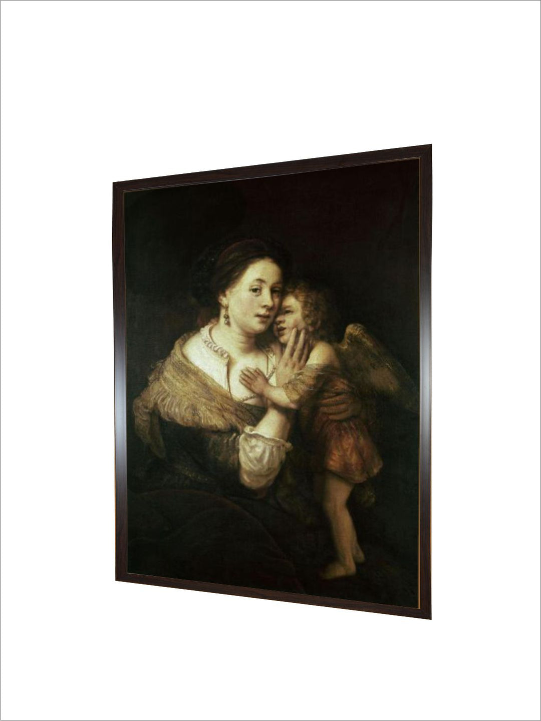 "Venus and Love 17th Century Wooden Wall Art Painting''