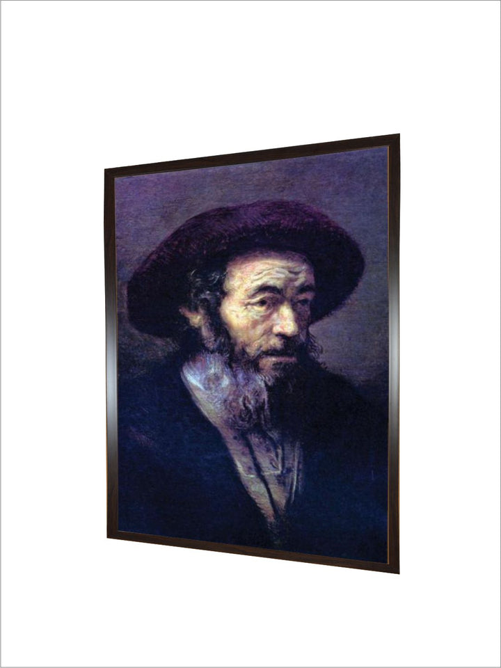 "Old Man with Fur Cap Wooden Wall Art Painting''
