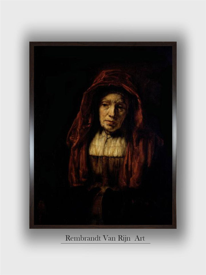 "Portrait of an Old Woman Wooden Wall Painting''