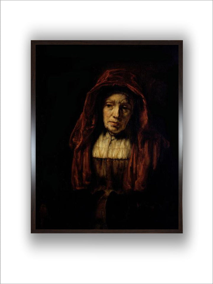 "Portrait of an Old Woman Wooden Wall Painting''