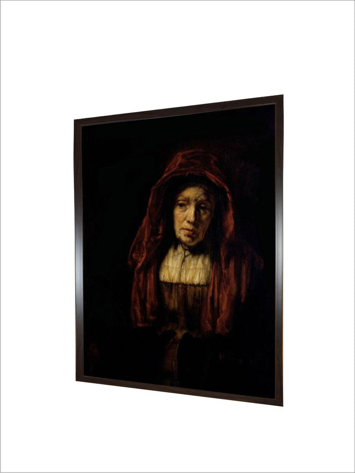 "Portrait of an Old Woman Wooden Wall Painting''