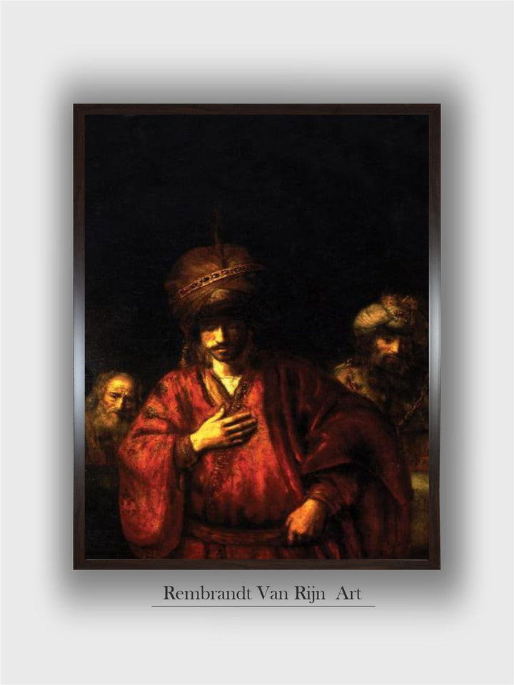 Haman in disgrace by Rembrandt Van Rijn