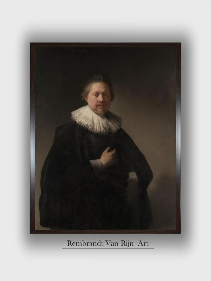 "Black  White Wooden Rembrandt Van Rijn Painting Wall Art''