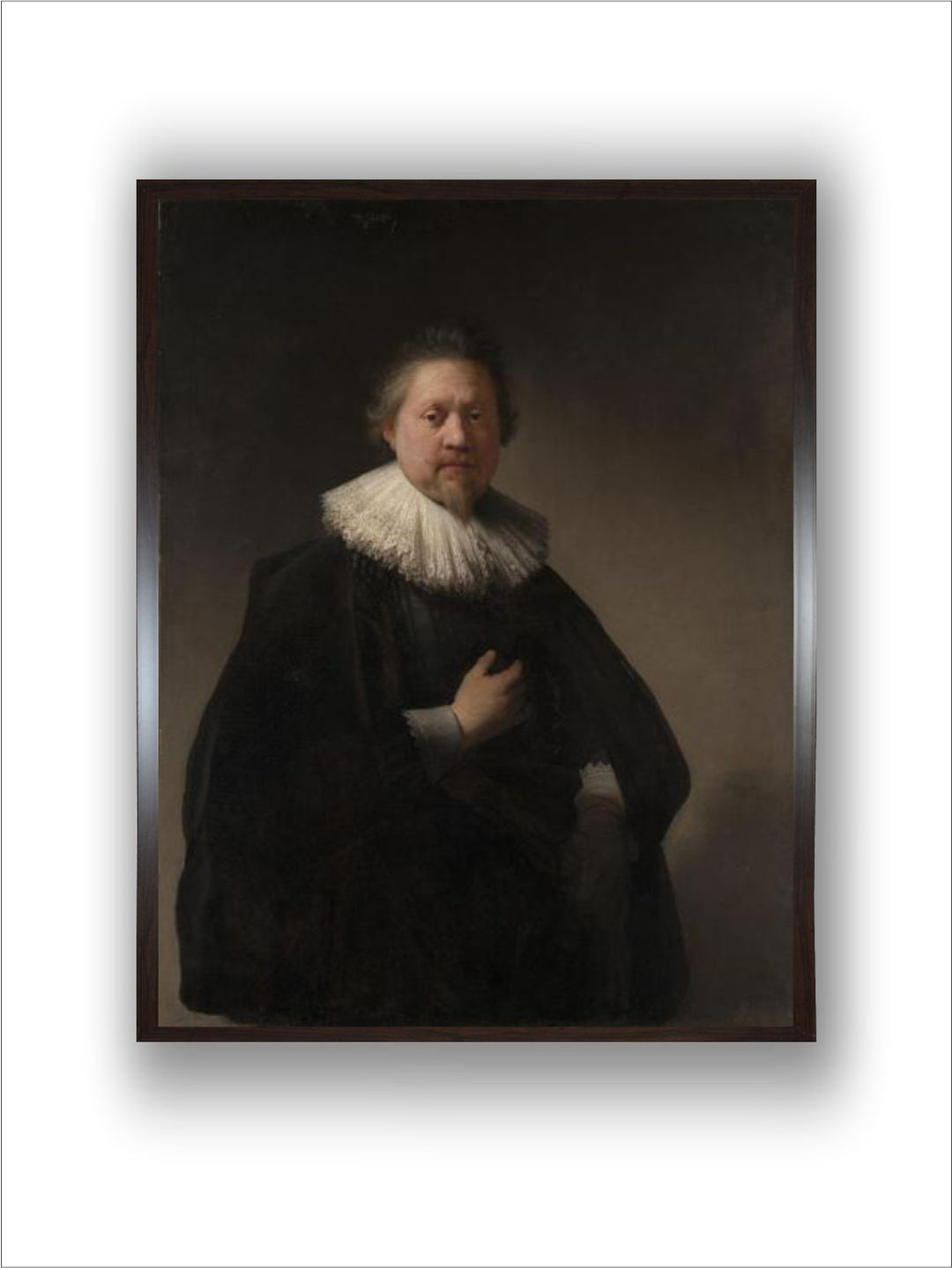 "Black  White Wooden Rembrandt Van Rijn Painting Wall Art''