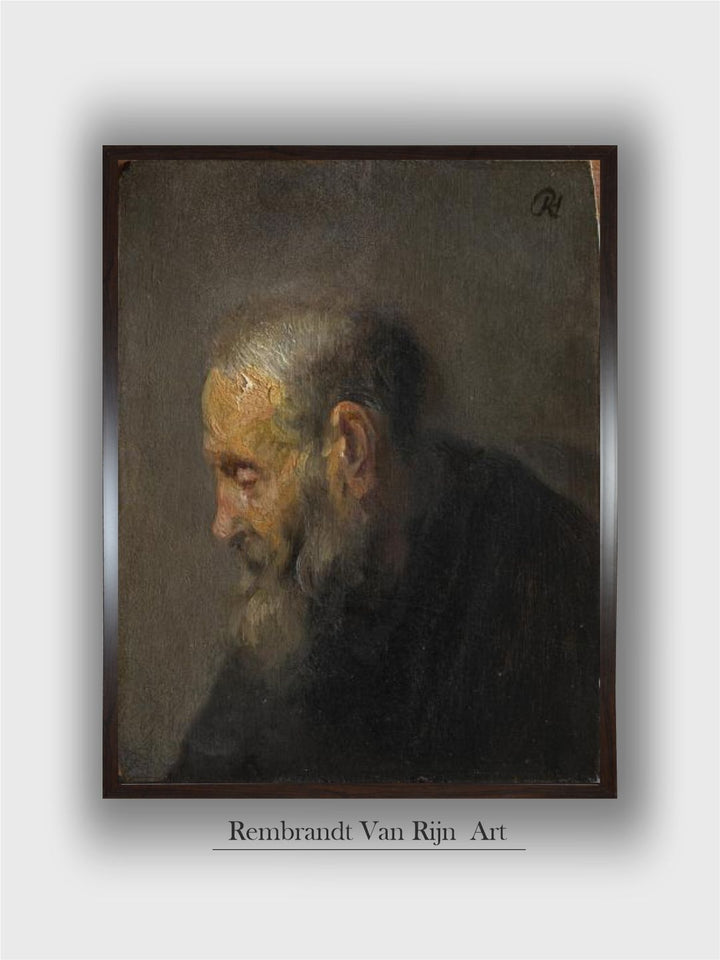 "Black Portrait of Study of an Old Man in Profile Painting Wall Art''
