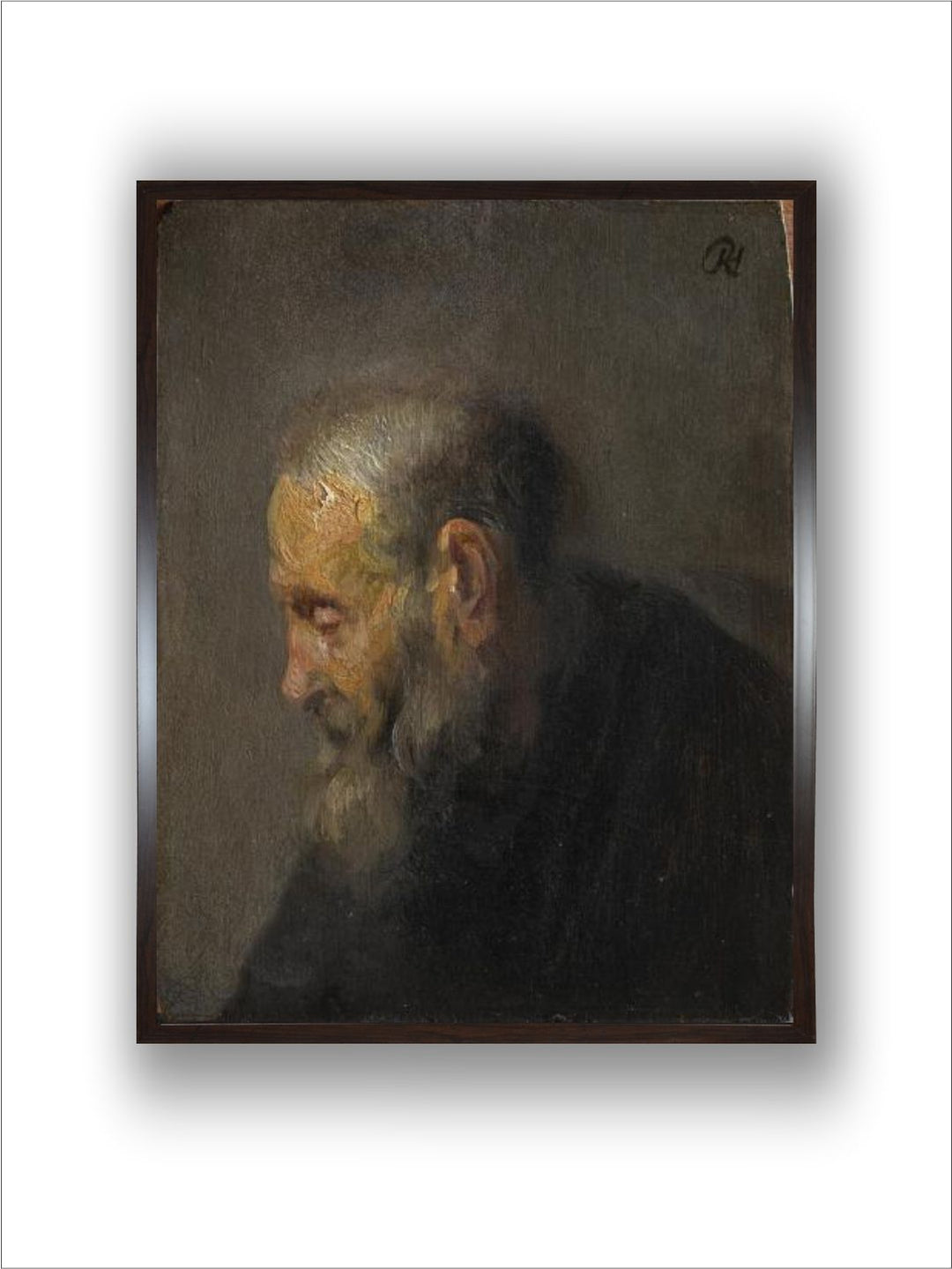 "Black Portrait of Study of an Old Man in Profile Painting Wall Art''