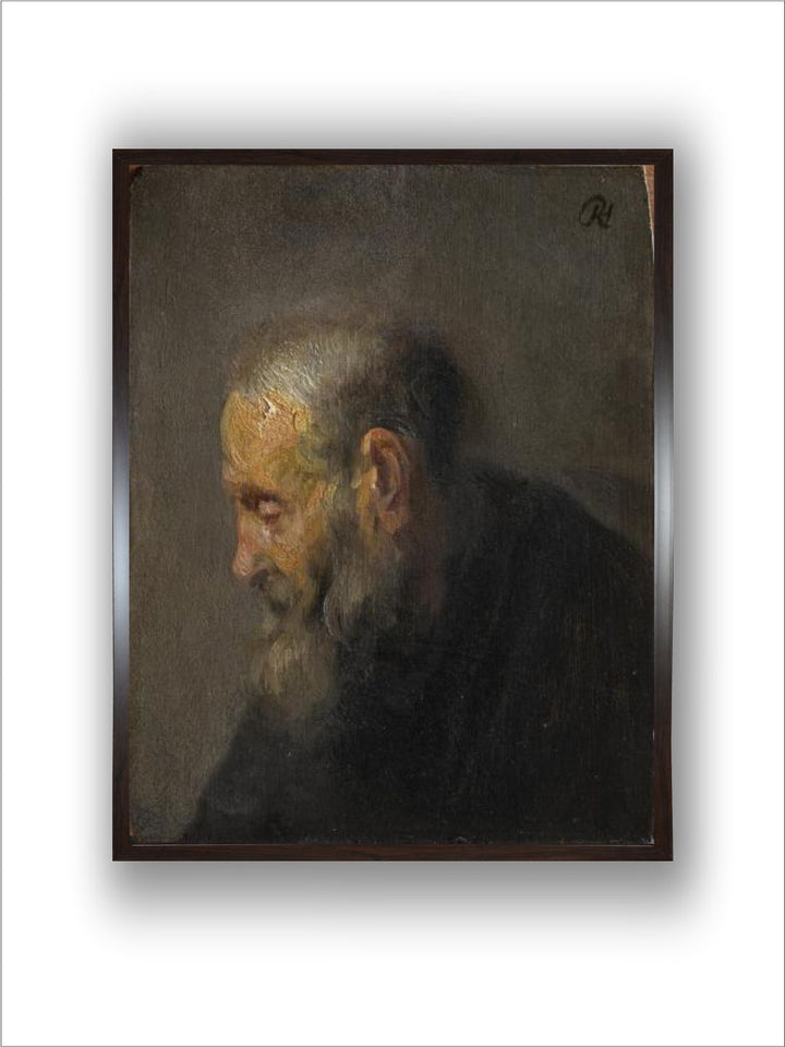 "Black Portrait of Study of an Old Man in Profile Painting Wall Art''