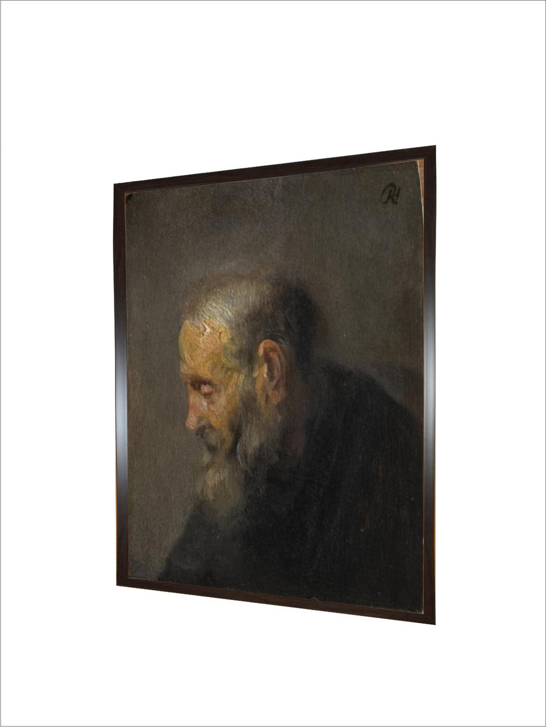 "Black Portrait of Study of an Old Man in Profile Painting Wall Art''
