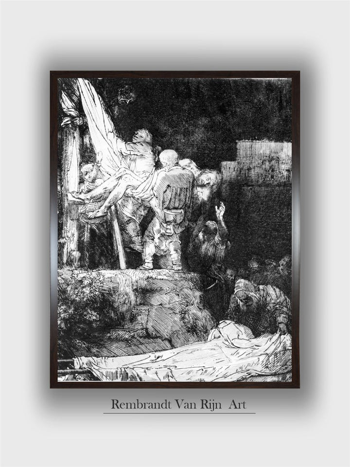 "Descent from the Cross by Torchlight Wood Wall Paintings''
