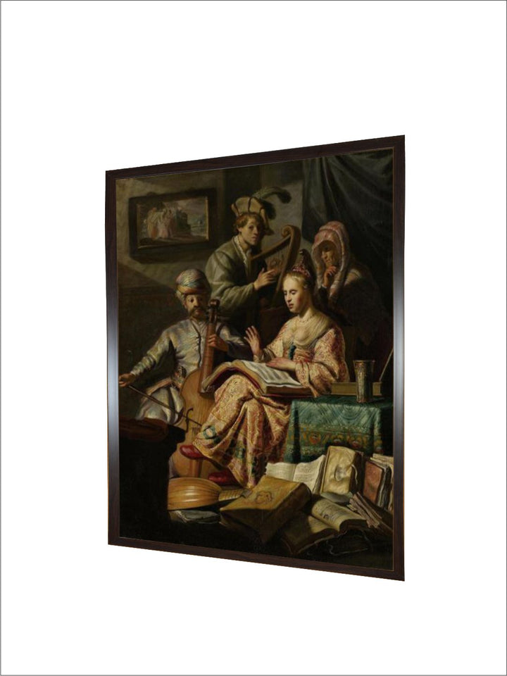 "Beige  Green Musical Company Canvas Painting Wall Art''