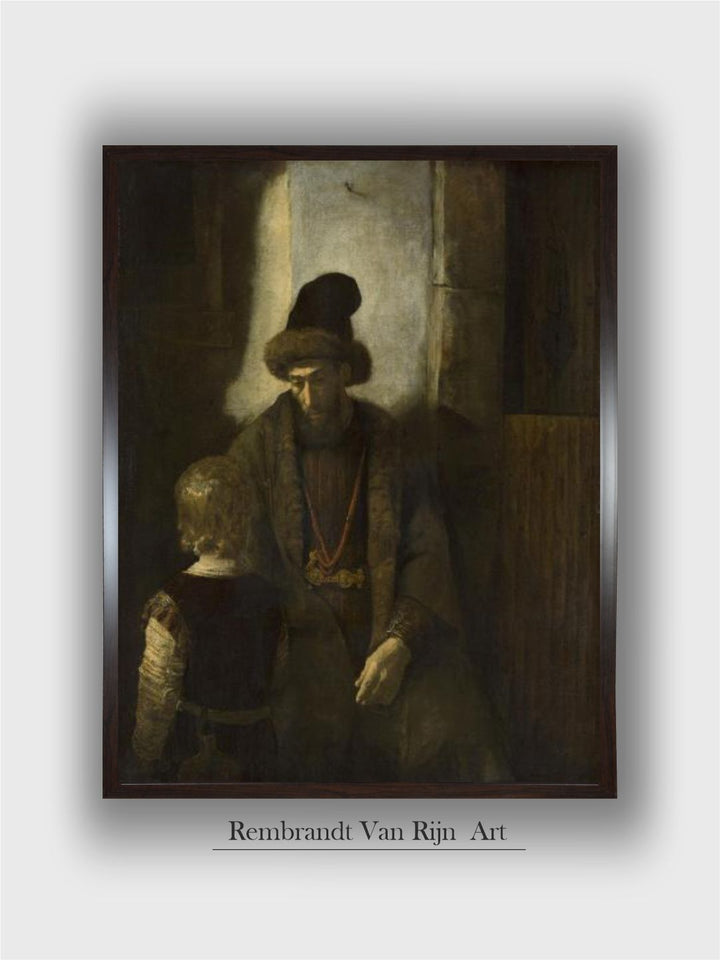"Jacobs Farewell to Benjamin, 1650-60 Wooden Wall Painting''