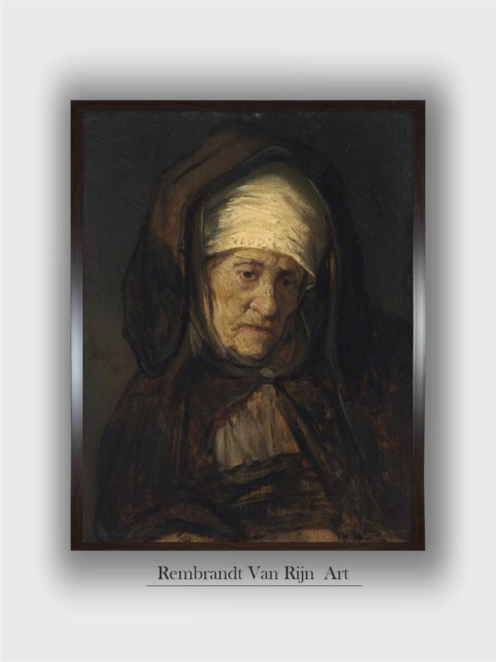"Head Of An Aged Woman 1655-60 By Rembrandt Van Rijn Canvas Wall Art Painting''