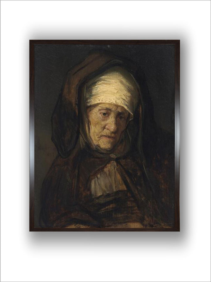 "Head Of An Aged Woman 1655-60 By Rembrandt Van Rijn Canvas Wall Art Painting''