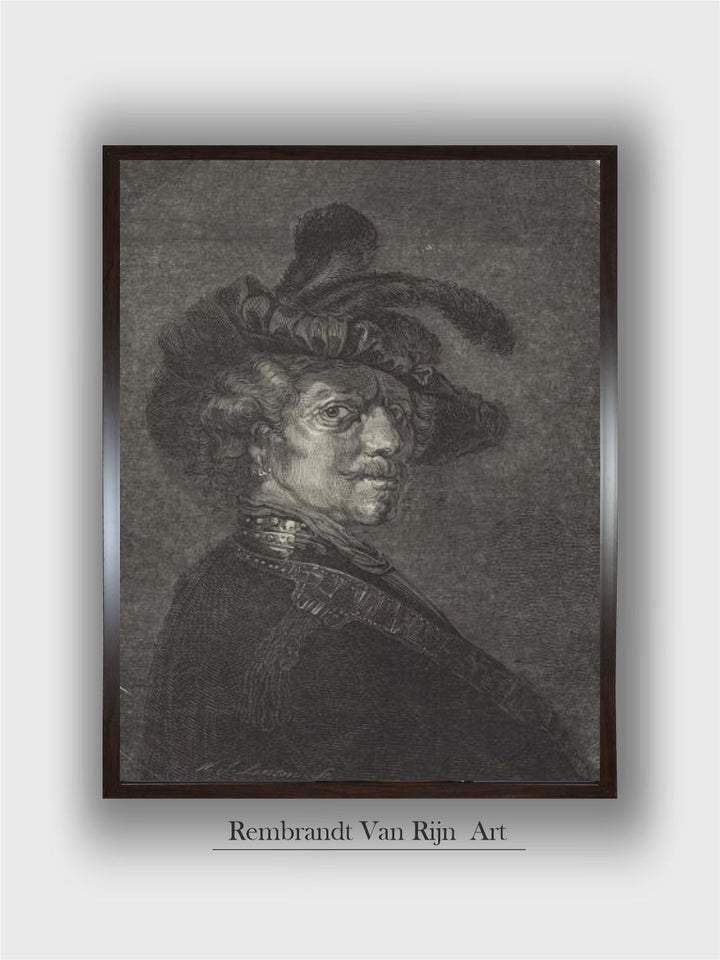 "Grey 1Pc Wooden Frame Rembrandt Wall Painting''
